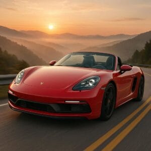 Porsche 718 Boxster GTS 4.0 front view on mountain road