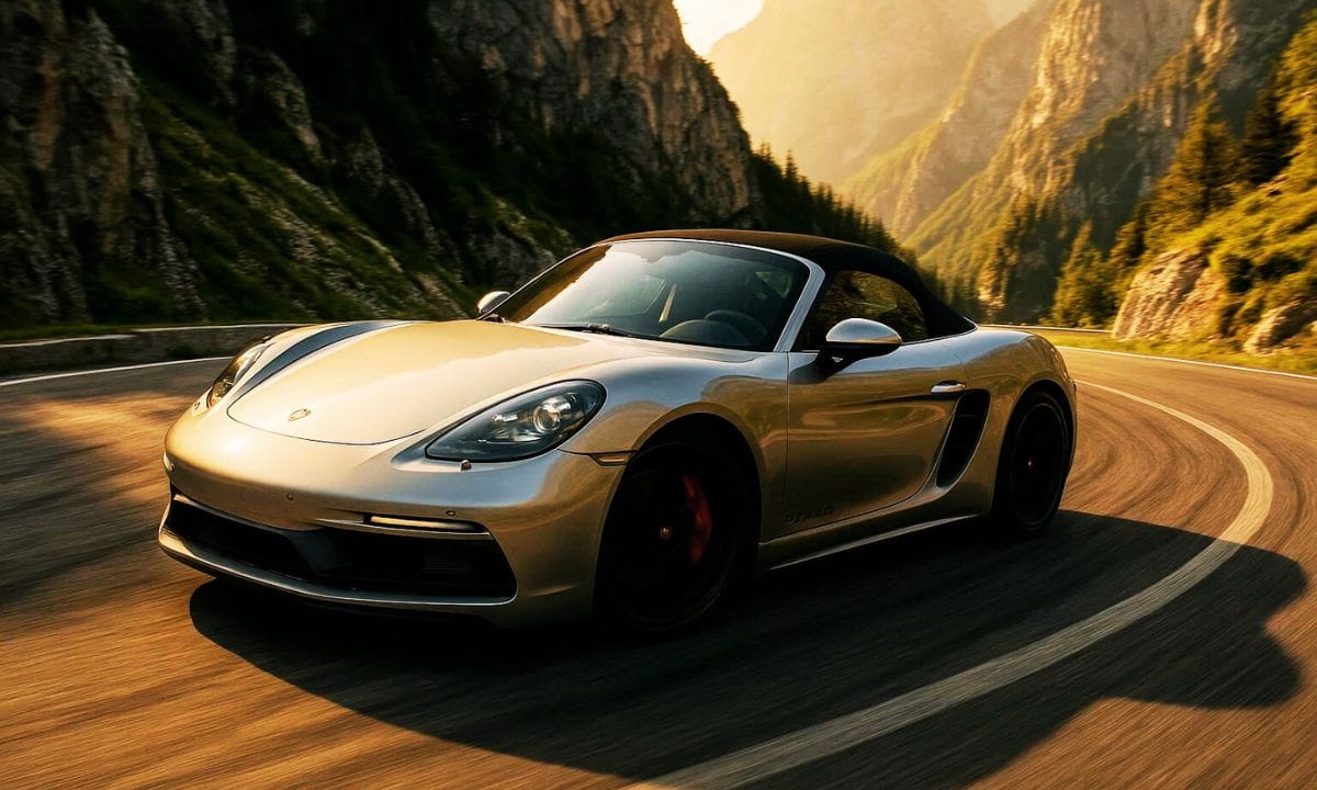 Porsche 718 Boxster GTS 4.0 handling corner on mountain pass