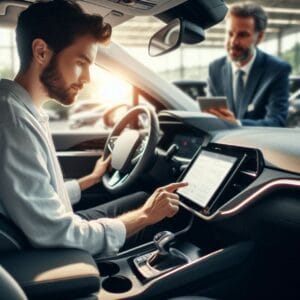 Buying a Used Electric Car EV technician performing diagnostic test