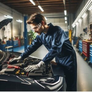 Buying a Used Electric Car Mechanic checking electric car battery health